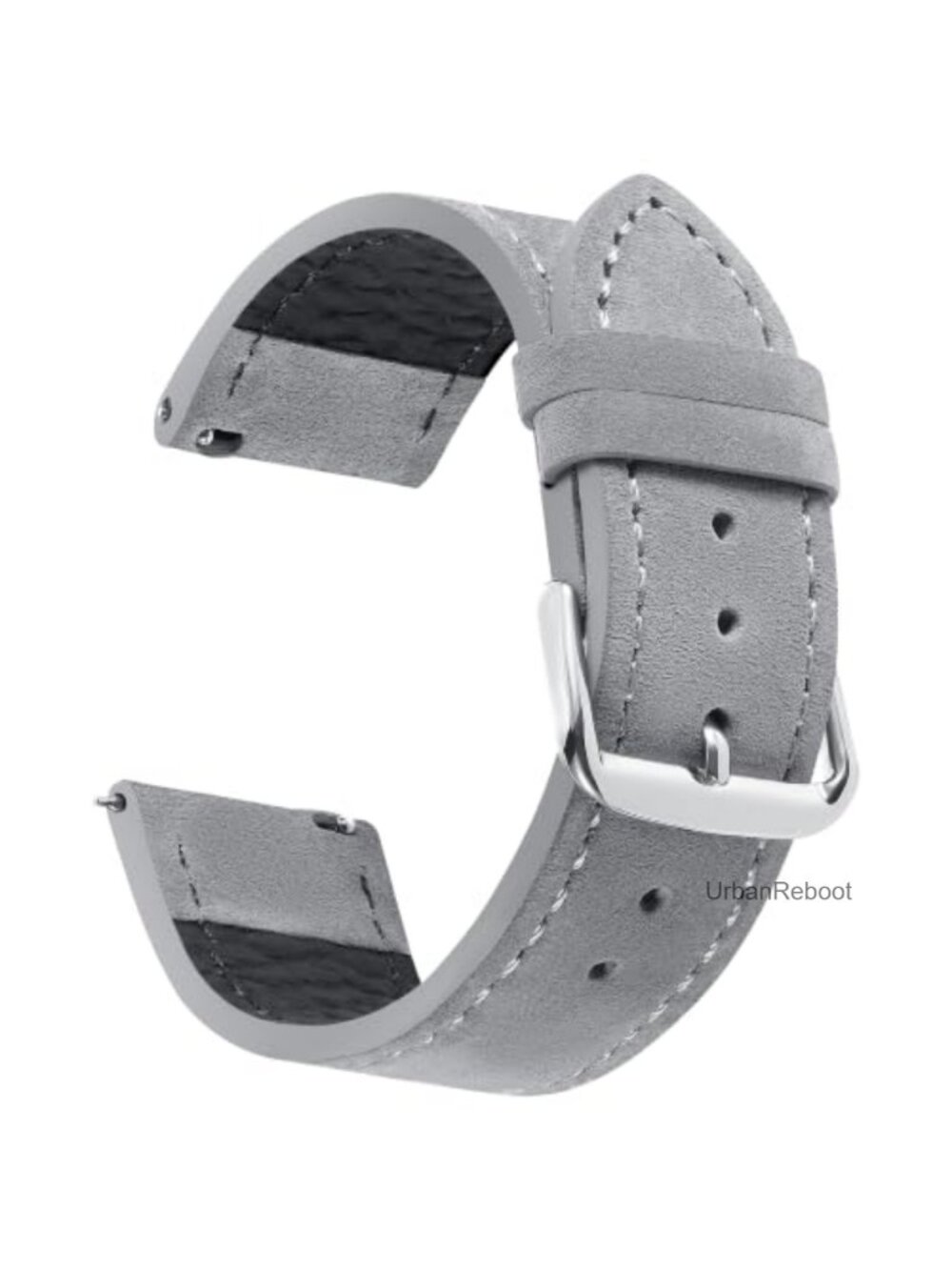 Suede Leather Watch Strap Quick Release Silver Buckle 20mm